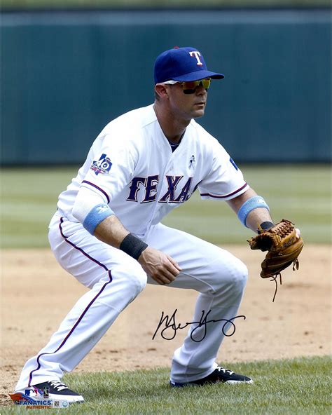 Michael Young Texas Rangers Autographed 16" x 20" Fielding Position Photograph