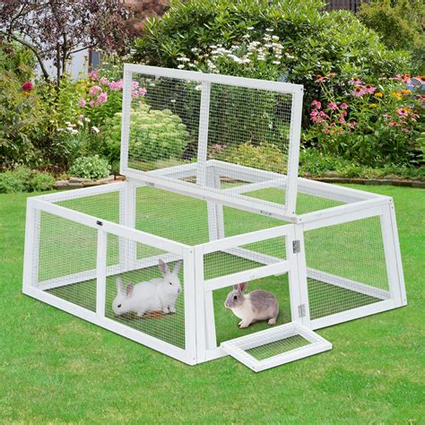 47" Foldable Rabbit Hutch Run Small Animal Pet Cage Outdoor Backyard ...