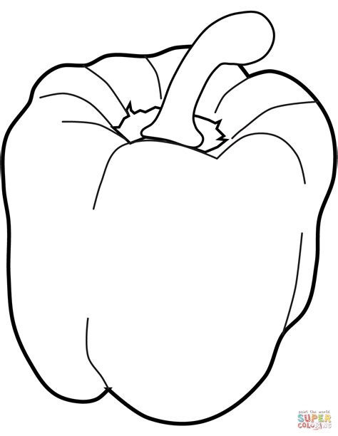 Image result for bell pepper outline drawing | Vegetable coloring pages, Coloring pages, Food ...