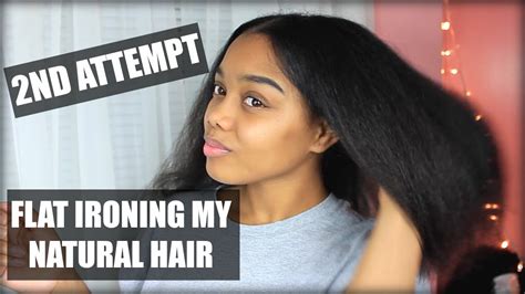 My 2nd Attempt To Flat Iron My Natural Hair - YouTube