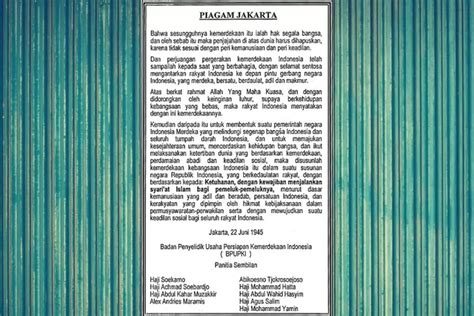 Piagam Jakarta: Sejarah, Isi, & Terhadap Konstitusi Indonesia - Urban Jakarta