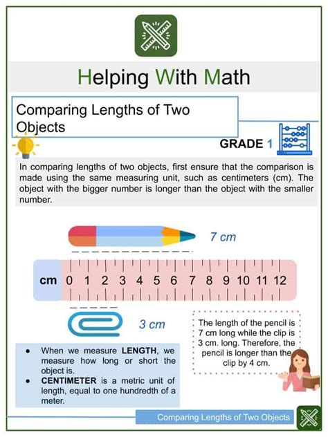 Comparing Lengths of Two Objects 1st Grade Math Worksheets | Helping ...