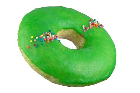 Donut With Green Glossy Mirror Glaze Isolated On White Stock Photo ...