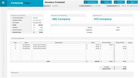 Invoice - Excel Project Management Templates