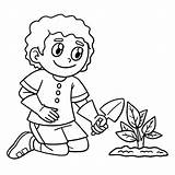 Premium Vector  Earth Day Boy Planting Isolated Coloring Page sketch template