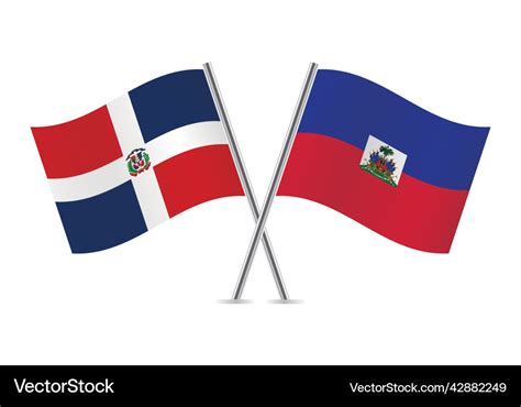 Dominican republic and haiti crossed flags Vector Image