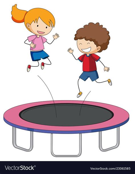 Children jumping on trampoline Royalty Free Vector Image | Verbs for kids, Trampoline ...