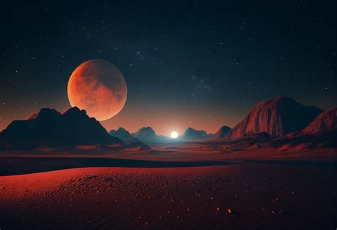 Free AI Image | Mars in sky at night background asset game 2D futuristic generative ai