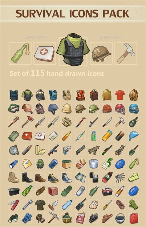 Survival Icons Pack | Icon pack, Pixel art games, Game icon