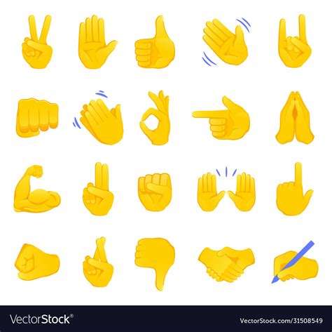 Hand gesture emojis icons collection Royalty Free Vector