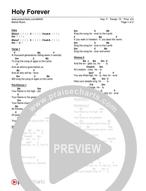 Holy Forever Chords PDF (Bethel Music) - PraiseCharts