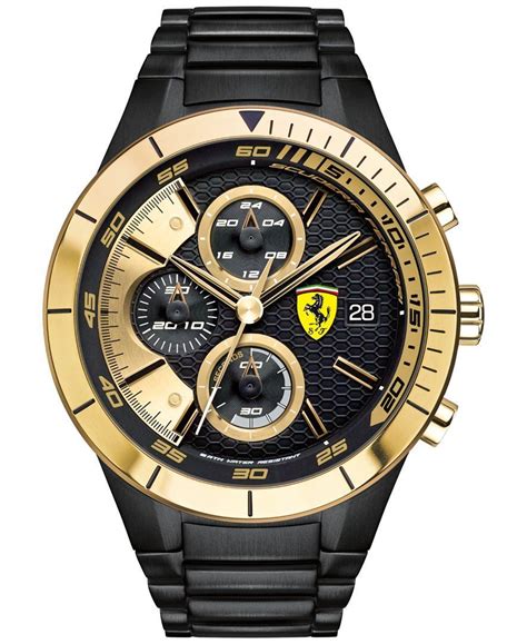 Scuderia Ferrari Men's Chronograph RedRev Evo Black Ion-Plated Stainless Steel Bracelet Watch ...