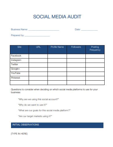 FREE 10+ Social Media Audit Samples in PDF | MS Word