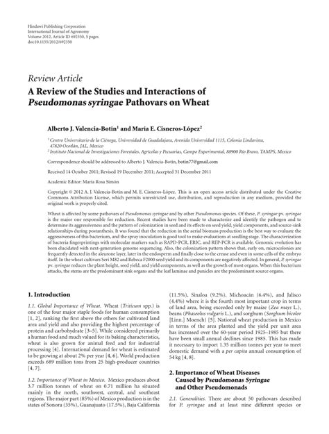 (PDF) A Review of the Studies and Interactions of Pseudomonas syringae ...