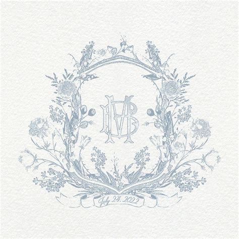 Floral Vintage Monogram Wedding Crest Monogram Logo Interlock Sketched ...