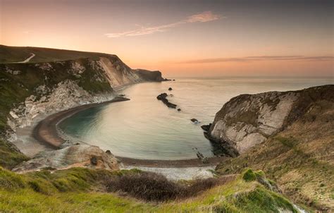 Wallpaper sea, sunset, rocks, England, Bay, Man of War Bay images for ...