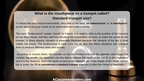 Trumpet mouthpiece sizes, numbers letters and function