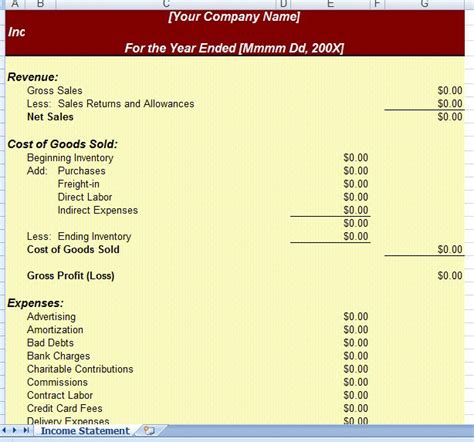 Income Statement (Template) - Excel - Free Download | Statement ...