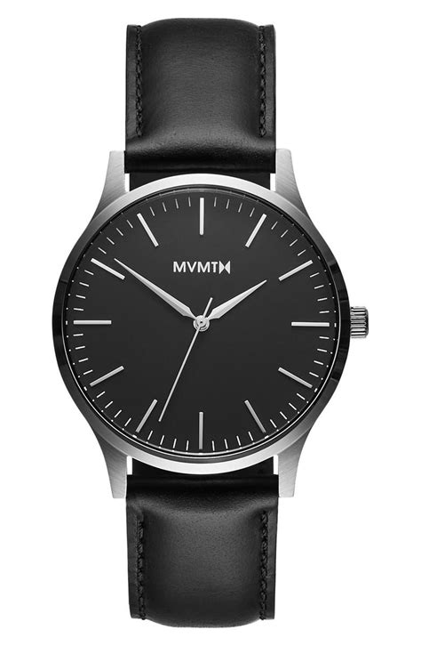 MVMT Leather Strap Watch, 40mm | Nordstrom