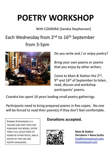 Poetry Workshop with Czandra | Main & Station