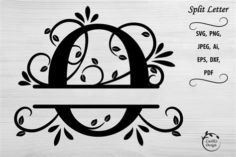 Letter O. Split monogram letter O. Floral alphabet SVG, DXF By LusiKo Design | TheHungryJPEG