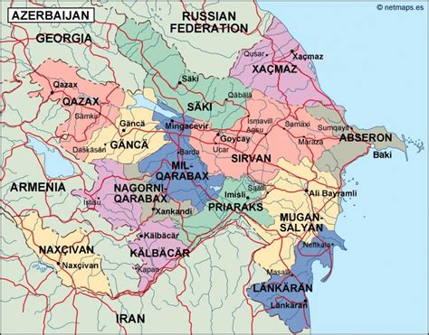 azerbaijan political map. Illustrator Vector Eps maps. Eps Illustrator Map | Vector World Maps