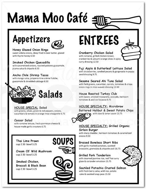 American Cafe Menu Template | Page 1