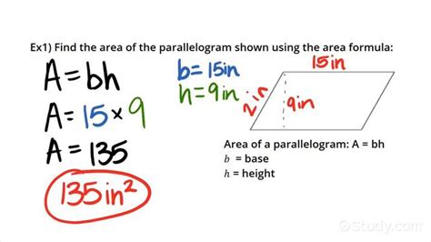 Area Formula For A Parallelogram