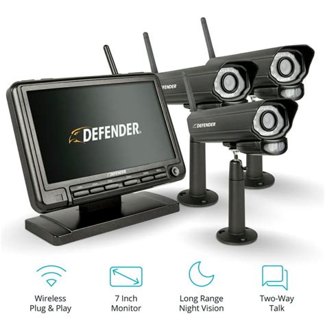 Defender PhoenixM2 Digital Wireless 7" Monitor DVR Security System with 3 Long-Range Night ...
