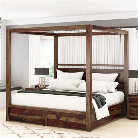 Farson Contemporary Storage Rustic Canopy Bed