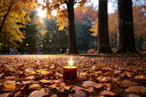 Photo of the candle and fall leaves wallpaper 29998622 Stock Photo at ...