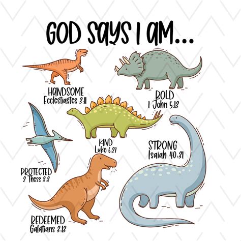 God Says I Am Bible Verses Png, Dinosaurs Clipart, Little Boy Sublimation, Toddler Png ...