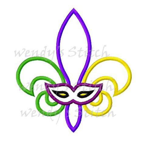 Mardi Gras Mask Fleur De Lis Applique Machine Embroidery - Etsy