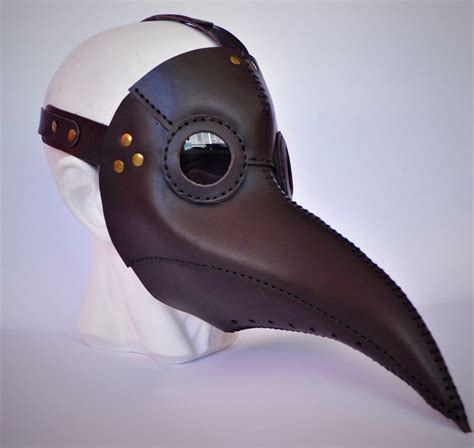 Handmade Leather Plague Doctor Mask in Brown Color