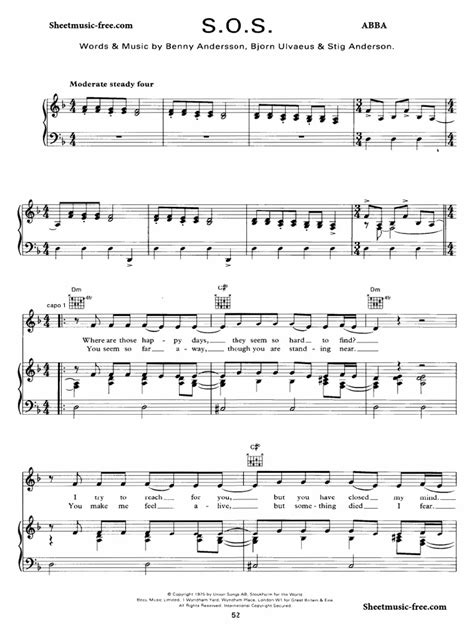 SOS Sheet Music Abba (Sheetmusic Free - Com) | PDF