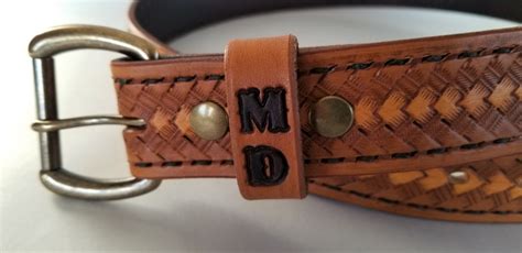 Western Personalized Leather Belt, with Name and Initials Engraved