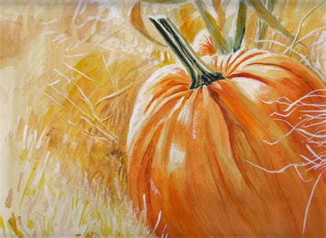 Bunny's Artwork: FALL PUMPKIN WATERCOLOR PAINTING