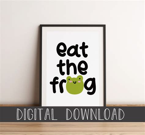 Eat the Frog Wall Art Procrastination Poster Print Home Decor Motivational Print Inspirational ...