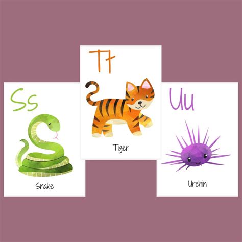 Animal Alphabet Flashcards ABC Watercolor Montessori - Etsy