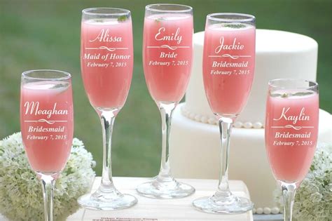 9 Personalized Champagne Glasses Custom Bridesmaids Wedding - Etsy