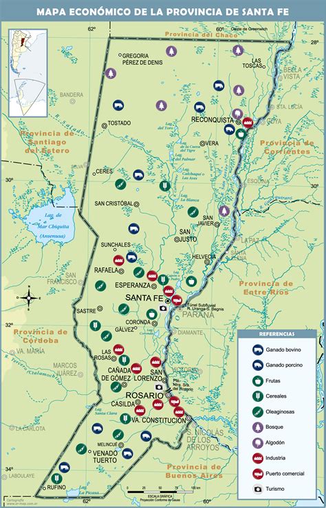 Mapa económico de la Provincia de Santa Fe, Argentina - Tamaño completo | Gifex