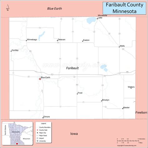 Faribault County Map, Minnesota - Where is Located, Cities, Population, Highways & Facts