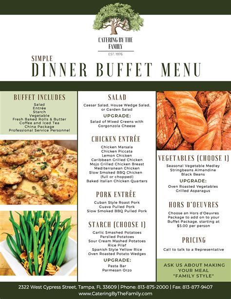 Simple Dinner Buffet Menu - Catering by the Family