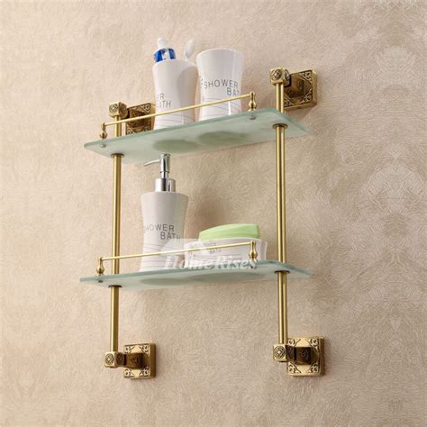 Glass Bathroom Shelf Brass – Rispa