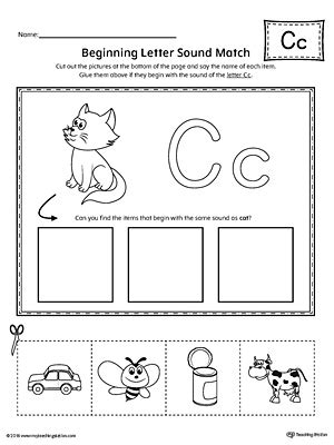 Letter C Beginning Sound Picture Match Worksheet | MyTeachingStation.com