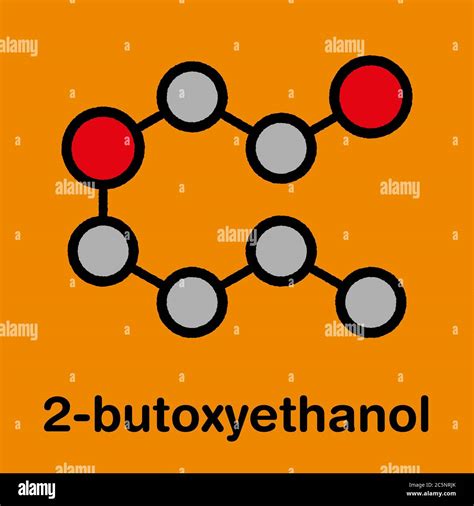 2-butoxyethanol molecule. Used as solvent and surfactant. Stylized ...