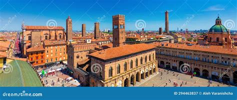 Panoramic View of the Historical Center with the Towers, Bologna, Italy ...