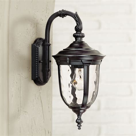 John Timberland Traditional Outdoor Wall Light Fixture Black 16.5" Hammered Glass for Exterior ...