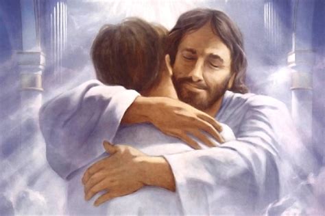 Jesus Hugging Mary