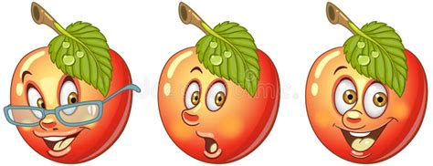 Apple. Food Emoji Emoticon Collection Stock Vector - Illustration of ...